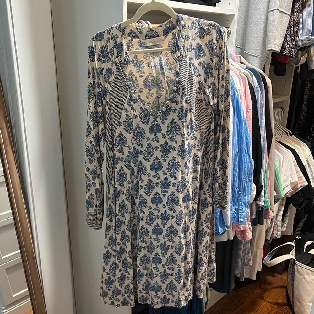 Natalie Martin short Fiore dress Blue and White Floral paisley Brand New XS